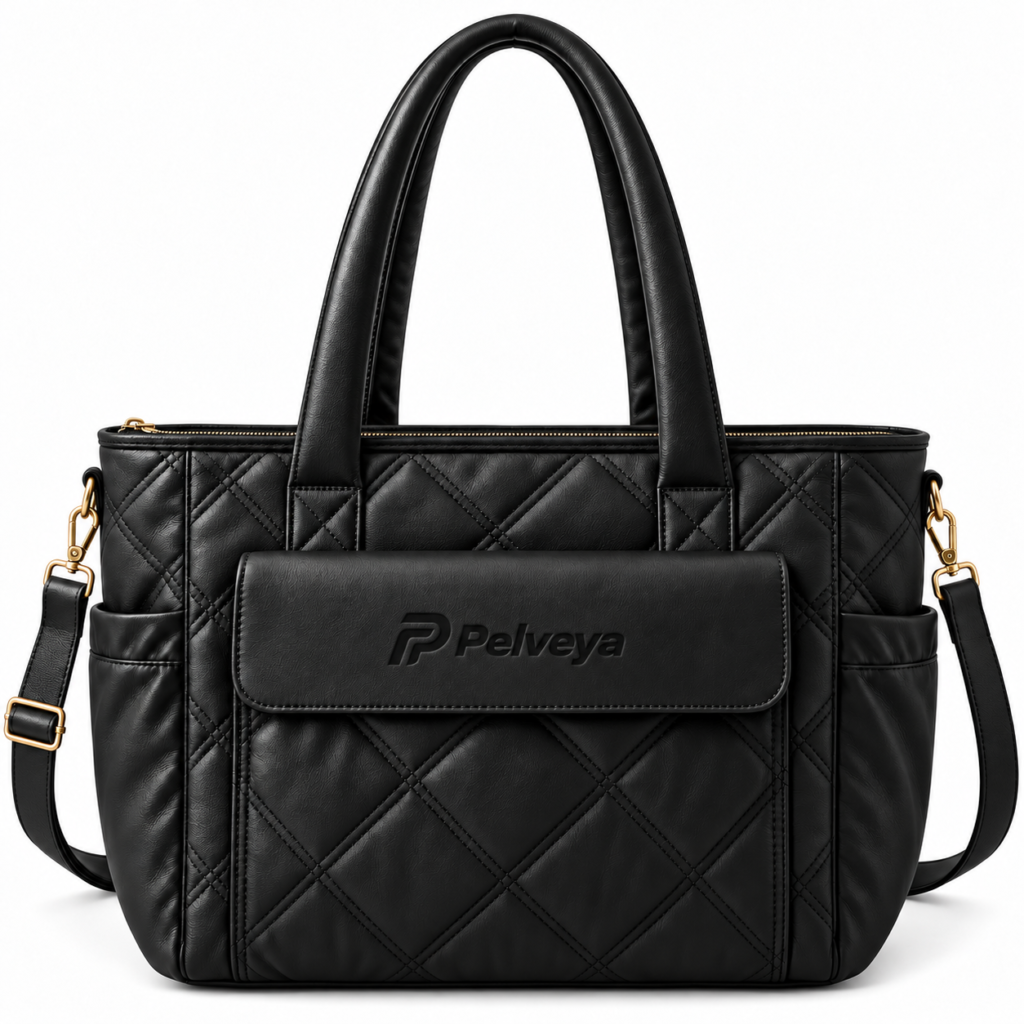 Pelveya Women’s Black Diamond Quilted Medium Tote Bag