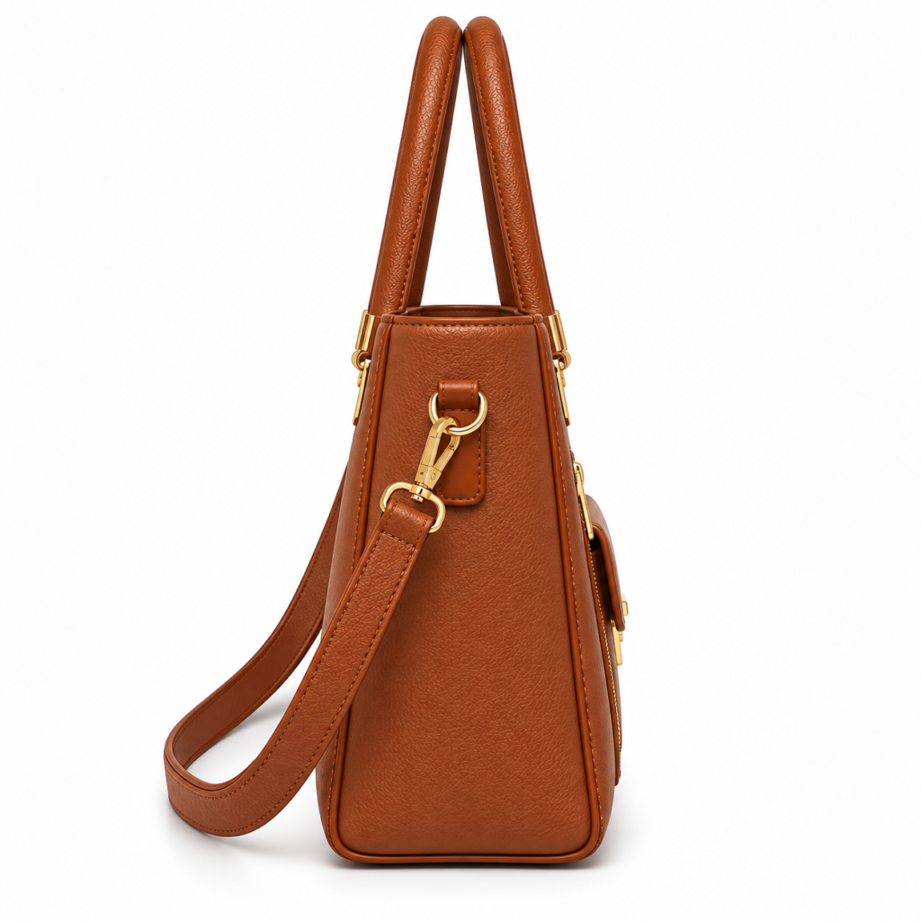 Pelveya Women’s Brown Front Clasp Medium Tote Bag