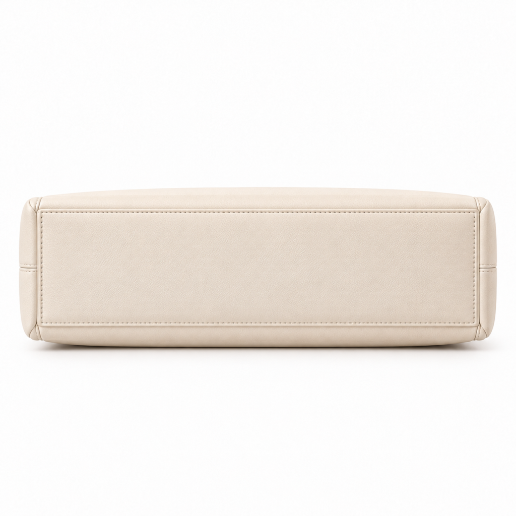 Pelveya Women’s Cream Textured Tote Bag with Front Pockets