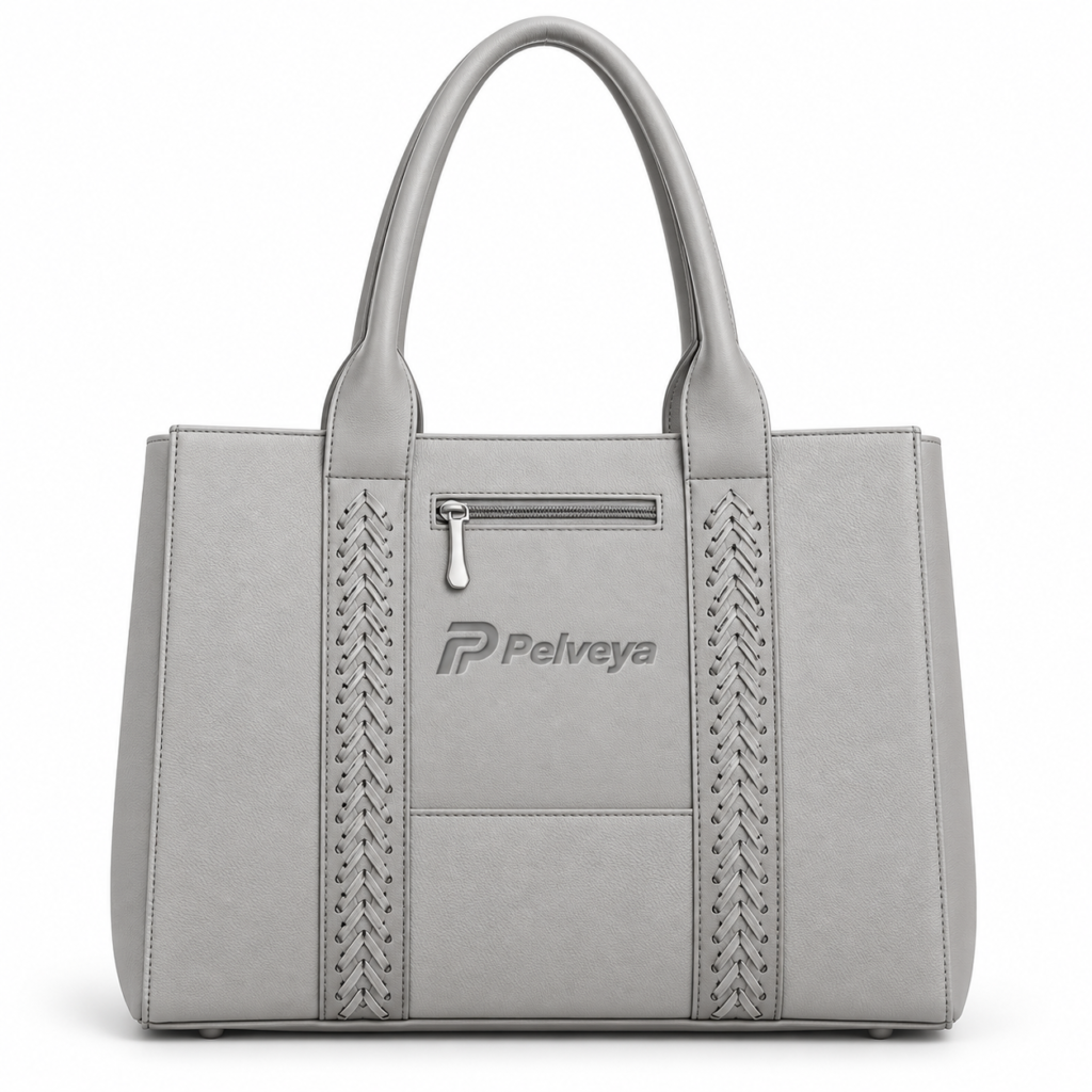 Pelveya Women’s Grey Woven Detail Medium Tote Bag