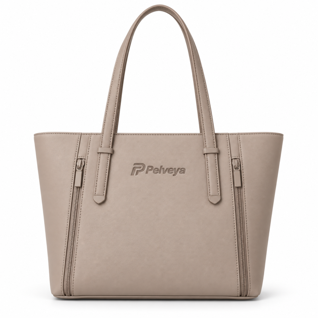 Pelveya Women’s Taupe Twin Zip Detail Medium Tote Bag